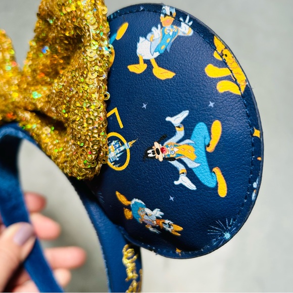Walt Disney World 50th Anniversary Loungefly Blue Gold sequins Mickey ears EUC - Picture 4 of 9